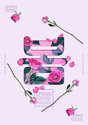 PSD 편집이미지 꽃잎 포스터 분홍색 타이포그라피 한글 사람없음 장미 봄 이미지편집 문자 계절 꽃 컬러 파일형식