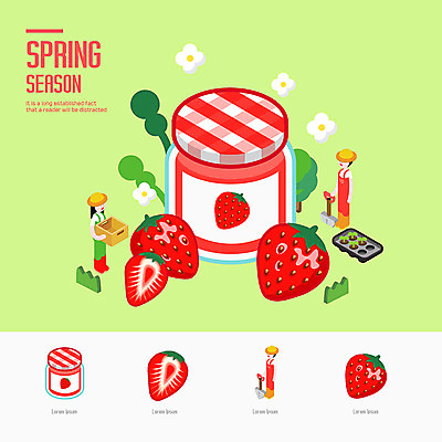 여자 남자 꽃 과일 일러스트 딸기 두명 농장 봄 농부 입체 아이소메트릭 딸기잼 국내일러스트 AI파일 식물 직업 계절 농업 사람 잼 파일형식 벡터