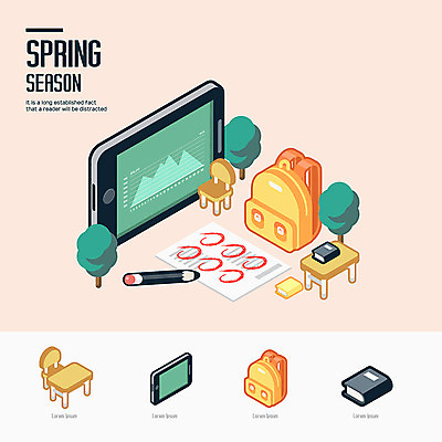 의자 일러스트 그래프 책가방 사람없음 책 스마트폰 연필 봄 시험 책상 입체 신학기 시험지 아이소메트릭 국내일러스트 AI파일 계절 교육 가구 가방 학용품 핸드폰 스마트기기 필기구 파일형식 벡터