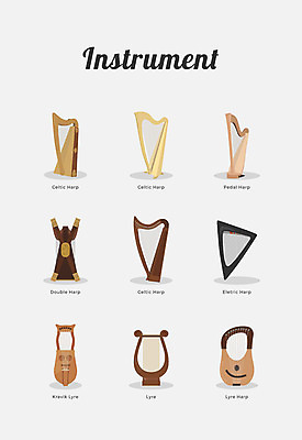 아이콘 악기 국악기 사람없음 세계 하프 리라 2D아이콘 AI파일 음악 현악기 국악 파일형식 벡터