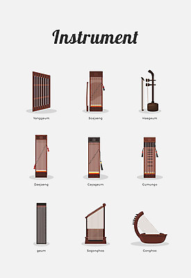 아이콘 악기 국악기 사람없음 세계 가야금 해금 거문고 대쟁 소공후 양금 2D아이콘 AI파일 음악 현악기 국악 파일형식 벡터