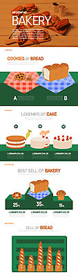 빵 일러스트 그래프 사람없음 케이크 인포그래픽 바게트 식빵 머핀 핫도그 와플 국내일러스트 AI파일 음식 디저트 패스트푸드 파일형식 벡터