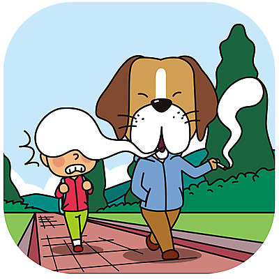 한마리 공원 남자 일러스트 담배 의인화 한명 성인 예절 개 담배연기 공공장소 매너 국내일러스트 AI파일 1 공공시설 포유류 사람 장소 연기 파일형식 벡터