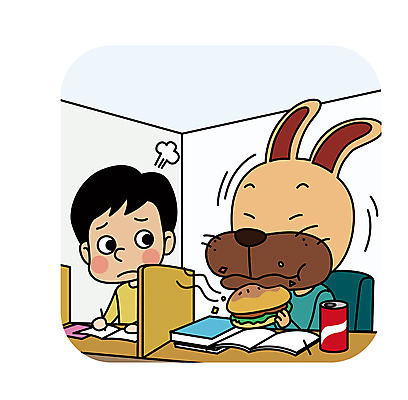 한마리 남자 음식 일러스트 의인화 한명 성인 햄버거 예절 개 도서관 독서실 콜라 공공장소 매너 국내일러스트 AI파일 1 교육 포유류 패스트푸드 사람 장소 탄산음료 파일형식 벡터