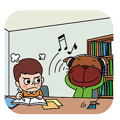 한마리 남자 일러스트 의인화 한명 성인 헤드폰 음악감상 예절 개 도서관 독서실 소음 공공장소 매너 국내일러스트 AI파일 1 교육 음향기기 포유류 사람 소리 감상 장소 파일형식 벡터
