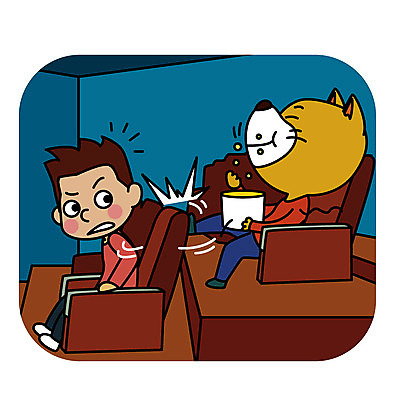 한마리 남자 의자 일러스트 의인화 한명 성인 예절 개 킥 영화관 먹기 팝콘 공공장소 매너 방해 국내일러스트 AI파일 1 가구 컨셉 포유류 모션 사람 장소 극장 파일형식 벡터