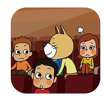 한마리 여자 남자 일러스트 의인화 성인 세명 예절 개 영화관 공공장소 매너 방해 지나가기 국내일러스트 AI파일 1 컨셉 포유류 모션 사람 장소 극장 파일형식 벡터