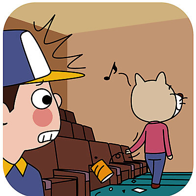 한마리 남자 일러스트 의인화 한명 성인 예절 개 쓰레기 영화관 버리기 공공장소 매너 국내일러스트 AI파일 1 포유류 모션 사람 장소 극장 파일형식 벡터