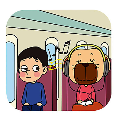 한마리 남자 일러스트 비행기 의인화 한명 성인 헤드폰 피해 예절 개 소음 기내 공공장소 매너 국내일러스트 AI파일 1 음향기기 포유류 항공교통 대중교통 사람 소리 장소 파일형식 벡터