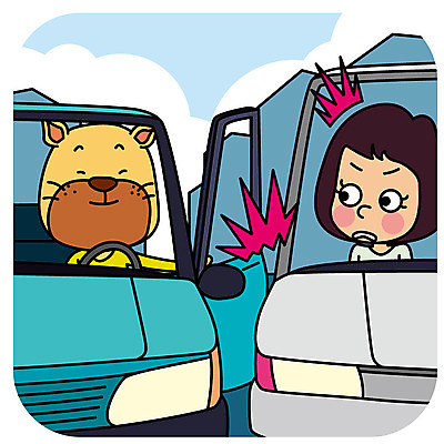 한마리 여자 도로 일러스트 자동차 의인화 한명 성인 문 놀람 예절 오픈 개 충돌 공공장소 매너 국내일러스트 AI파일 1 감정 길 육상교통 포유류 교통시설 표정 사람 장소 파일형식 벡터