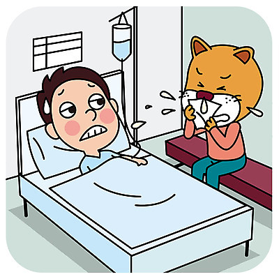 한마리 남자 일러스트 의인화 병원 한명 성인 예절 개 공공장소 매너 콧물 코풀기 국내일러스트 AI파일 1 포유류 의학 모션 사람 장소 생리현상 파일형식 벡터