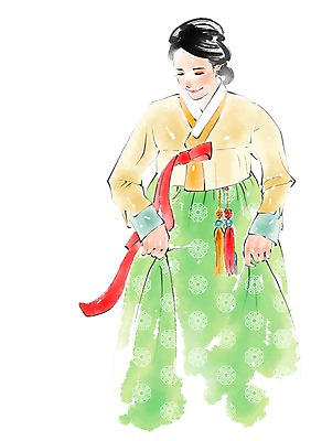 PSD 한국문화 한국전통 여자 명절 일러스트 캘리그라피 한명 서기 상반신 성인 한복 노리개 국내일러스트 1 동양문화 전통 기념일 모션 전통소품 한국 사람 전통의상 파일형식