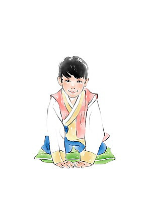PSD 한국문화 한국전통 명절 남자 어린이 일러스트 캘리그라피 방석 한명 상반신 한복 국내일러스트 1 동양문화 전통 기념일 한국 사람 전통의상 파일형식