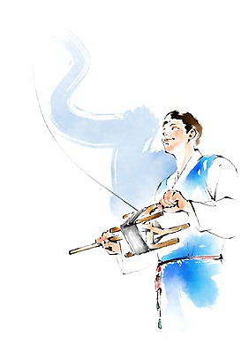 PSD 한국문화 한국전통 남자 일러스트 캘리그라피 붓터치 전통소품 한명 상반신 성인 연날리기 국내일러스트 1 동양문화 전통 한국 사람 전통놀이 오브젝트 파일형식