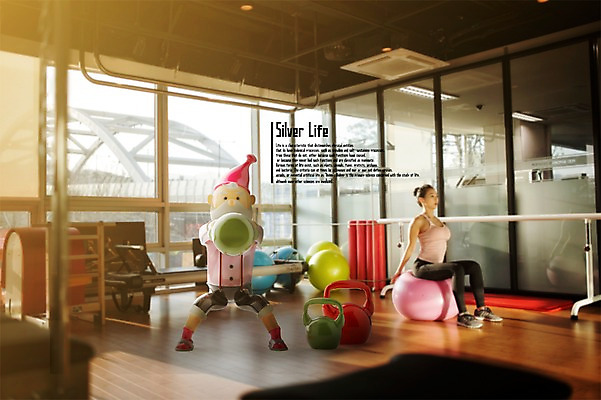 전신 PSD 편집이미지 여자 노년 남자 앉기 20대 성인 두명 실버라이프 운동 3D 아령 헬스장 한국인 짐볼 디지털합성 편집3D 라이프스타일 모션 건강 사람 동양인 청년 헬스 파일형식