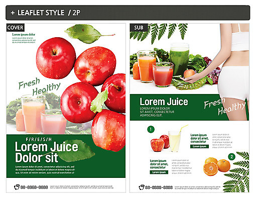 템플릿 ZIP 리플렛 채소 오렌지 과일 나뭇잎 건강 서기 뒷모습 신체부위 주스 사과 과일주스 전단템플릿 전단 인디자인 INDD 이미지템플릿 음료 뷰포인트 잎 모션 사람 홍보물 파일형식