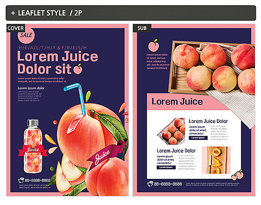 템플릿 ZIP 리플렛 과일 도마 건강 사람없음 주스 칼 과일주스 전단템플릿 전단 복숭아 복숭아주스 인디자인 INDD 이미지템플릿 음료 주방용품 홍보물 파일형식
