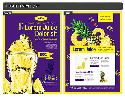 템플릿 ZIP 리플렛 과일 잔 건강 사람없음 주스 과일주스 파인애플 전단템플릿 전단 파인애플주스 인디자인 INDD 이미지템플릿 식기 음료 열대과일 홍보물 파일형식
