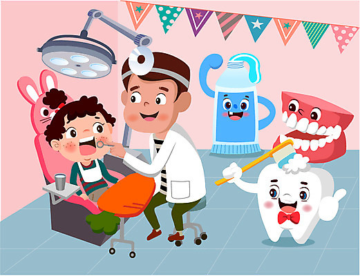전신 여자 남자 어린이 일러스트 치과 앉기 성인 두명 양치 치아 치과의사 치약 치아모형 치과진료 가랜드 국내일러스트 AI파일 모션 병원 사람 위생용품 청결 진료 의사 소화기관 파티용품 파일형식 벡터