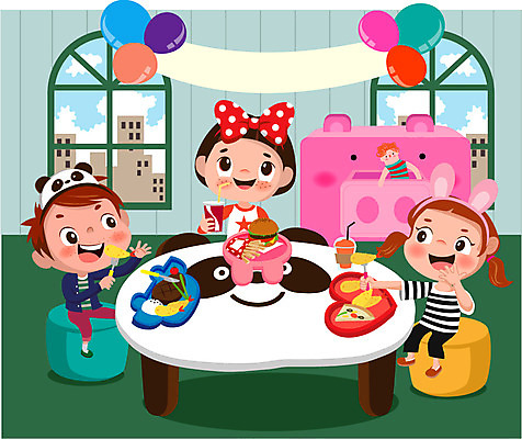 전신 여자 남자 어린이 일러스트 창문 피자 스테이크 앉기 상반신 건물 세명 햄버거 풍선 새우튀김 키즈카페 국내일러스트 AI파일 건축물 모션 새우 패스트푸드 서양음식 사람 카페 튀김 파일형식 벡터