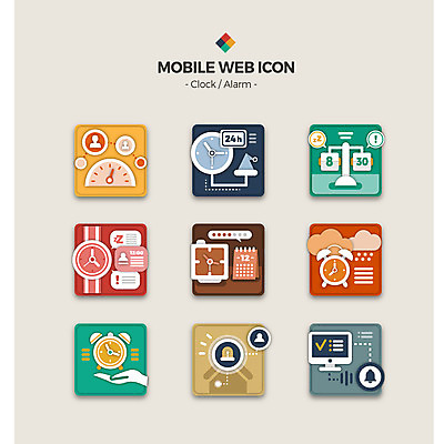 아이콘 시계 사람없음 세트 자명종 알람 잠 웹아이콘 모바일아이콘 2D아이콘 AI파일 모바일 파일형식 벡터
