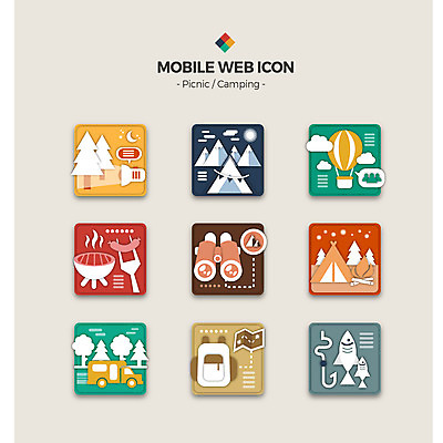 아이콘 배낭 낚시 텐트 사람없음 세트 망원경 캠핑 열기구 손전등 바비큐 웹아이콘 캠핑카 모바일아이콘 2D아이콘 AI파일 음식 가방 항공교통 자동차 레저 모바일 조명 캠핑도구 파일형식 벡터