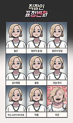 PSD 여자 일러스트 직장 표정 여러명 상반신 성인 비즈니스라이프 직장인 졸음 만화 출근 퇴근 카툰스타일 회식 국내일러스트 직업 라이프스타일 감정 다수 회사 사람 식사 출퇴근 파일형식