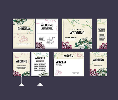 템플릿 배너템플릿 꽃 결혼 나뭇잎 이벤트 사람없음 세트 현수막 전단 엽서 초대장 패키지 약도 행사세트 행사템플릿 AI파일 식물 배너 잎 지도 카드_감사 편지 홍보물 파일형식 벡터