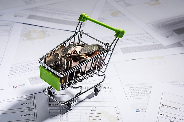 포토 JPG 스튜디오촬영 실내 사람없음 금융 동전 카트 쇼핑카 문서 세금 연말정산 국내포토 돈 내부 경제 쇼핑 파일형식