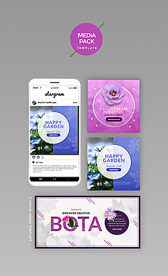 PSD 템플릿 꽃 웹템플릿 디자인시안 모바일 사람없음 세트 홈페이지 보라색 라벤더 소셜네트워크 미디어팩 SNS배너 이미지템플릿 식물 컬러 허브 파일형식