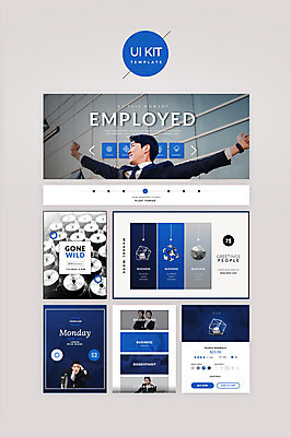 PSD 템플릿 여자 남자 웹템플릿 비즈니스 디자인시안 여러명 20대 성인 파란색 홈페이지 한국인 비즈니스맨 비즈니스우먼 기지개 UI 성인만 UI키트 이미지템플릿 컬러 다수 모션 사람 동양인 청년 직장인 파일형식