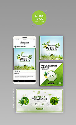 PSD 식물 템플릿 꽃 웹템플릿 잎 디자인시안 모바일 사람없음 연두색 세트 홈페이지 봄 소셜네트워크 미디어팩 SNS배너 이미지템플릿 계절 초록색 파일형식