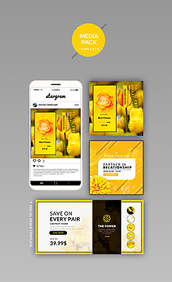 PSD 템플릿 꽃 웹템플릿 디자인시안 모바일 사람없음 세트 홈페이지 장미 노란색 봄 튤립 소셜네트워크 미디어팩 SNS배너 이미지템플릿 식물 계절 컬러 파일형식