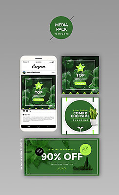 PSD 템플릿 화분 웹템플릿 디자인시안 모바일 사람없음 초록색 세트 홈페이지 봄 다육식물 소셜네트워크 미디어팩 SNS배너 이미지템플릿 식물 계절 컬러 파일형식