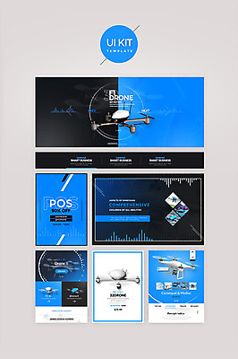 PSD 템플릿 웹템플릿 하늘색 디자인시안 사람없음 홈페이지 UI 드론 UI키트 이미지템플릿 파란색 파일형식