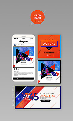 PSD 템플릿 웹템플릿 디자인시안 모바일 사람없음 빨간색 파란색 세트 컬러풀 홈페이지 디지털 소셜네트워크 지오메트릭 미디어팩 SNS배너 이미지템플릿 컬러 파일형식