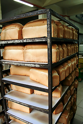 포토 JPG 해외이미지 공장 쟁반 실내 사람없음 카트 식빵 저장 진열장 일렬 해외202004 해외포토 빵 공업 내부 파일형식 이미지허브