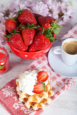 포토 JPG 해외이미지 음식 백그라운드 다이어트 과일 딸기 아침 디저트 사람없음 빨간색 컬러풀 과자 식사 흰색 신선 달콤 아침식사 설탕 크림 벨기에 토핑 칼로리 에스프레소 와플 브뤼셀 페스츄리 휘핑크림 해외202004 해외포토 주간 커피 빵 컬러 건강 맛 서유럽 휘핑 파일형식 이미지허브