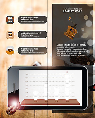 PSD 템플릿 표지디자인 북디자인 출판디자인 내지 커피 리플렛 2단접지 북커버 그래프 팜플렛 사람없음 스마트폰 원두 커피잔 핸드밀 이미지템플릿 음료 잔 핸드폰 스마트기기 커피용품 파일형식
