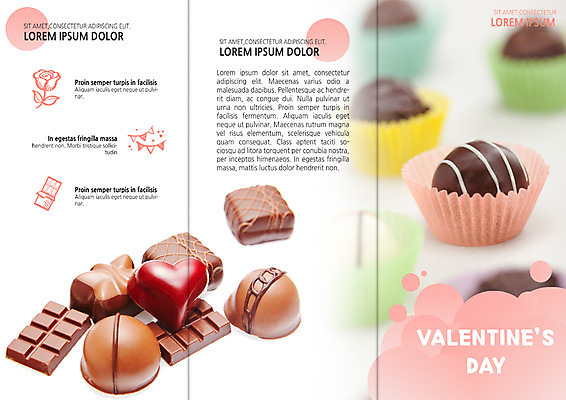 PSD 템플릿 표지디자인 북디자인 출판디자인 표지 리플렛 북커버 3단접지 발렌타인데이 팜플렛 사람없음 장미 초콜릿 하트 가랜드 이미지템플릿 모양 꽃 데이이벤트 디저트 파티용품 파일형식