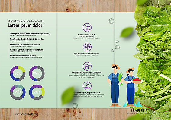 PSD 템플릿 표지디자인 북디자인 출판디자인 여자 남자 내지 리플렛 북커버 3단접지 그래프 팜플렛 성인 두명 신선 농부 상추 유기농 이미지템플릿 직업 웰빙 채소 사람 파일형식