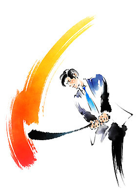 PSD 남자 일러스트 캘리그라피 붓터치 한명 상반신 성인 야구 야구방망이 비즈니스맨 스윙 국내일러스트 1 포즈 비즈니스 사람 구기 야구용품 직장인 파일형식