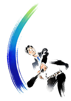 PSD 남자 일러스트 캘리그라피 붓터치 한명 상반신 성인 야구 야구방망이 비즈니스맨 스윙 국내일러스트 1 포즈 비즈니스 사람 구기 야구용품 직장인 파일형식