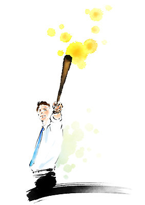 PSD 남자 일러스트 캘리그라피 붓터치 한명 상반신 성인 야구 야구방망이 비즈니스맨 국내일러스트 1 비즈니스 사람 구기 야구용품 직장인 파일형식