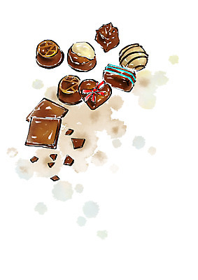 PSD 음식 일러스트 캘리그라피 발렌타인데이 사람없음 초콜릿 국내일러스트 데이이벤트 디저트 파일형식