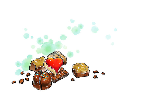 PSD 음식 일러스트 캘리그라피 발렌타인데이 사람없음 초콜릿 하트 국내일러스트 모양 데이이벤트 디저트 파일형식