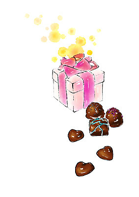 PSD 음식 일러스트 캘리그라피 발렌타인데이 사람없음 선물상자 초콜릿 국내일러스트 데이이벤트 디저트 선물 상자 파일형식