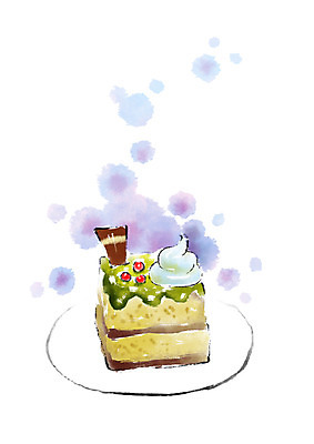 PSD 접시 음식 일러스트 캘리그라피 사람없음 케이크 조각케이크 국내일러스트 식기 디저트 파일형식