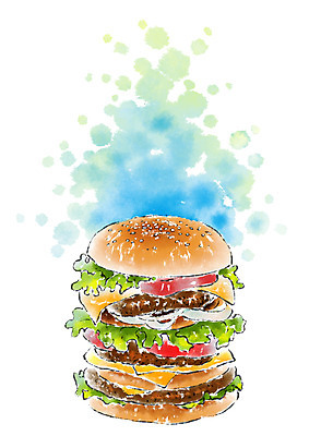 PSD 음식 일러스트 캘리그라피 사람없음 햄버거 국내일러스트 패스트푸드 파일형식