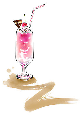 PSD 음료 음식 일러스트 캘리그라피 붓터치 잔 빨대 사람없음 체리 파르페 크림소다 국내일러스트 식기 과일 디저트 파일형식